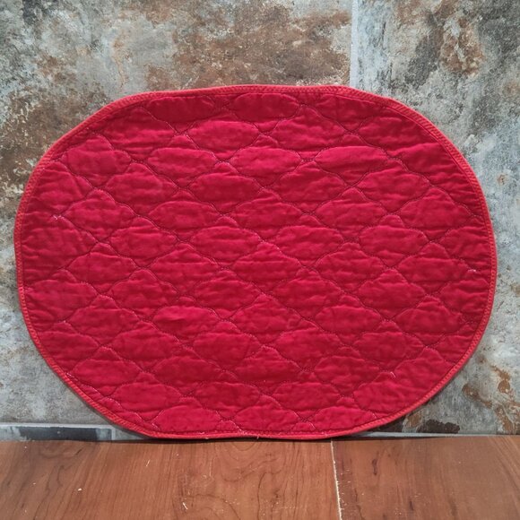 Vintage Ginger Bread Men Candy Canes Placemats Oval Green Quilted Set of 5 - Picture 2 of 11